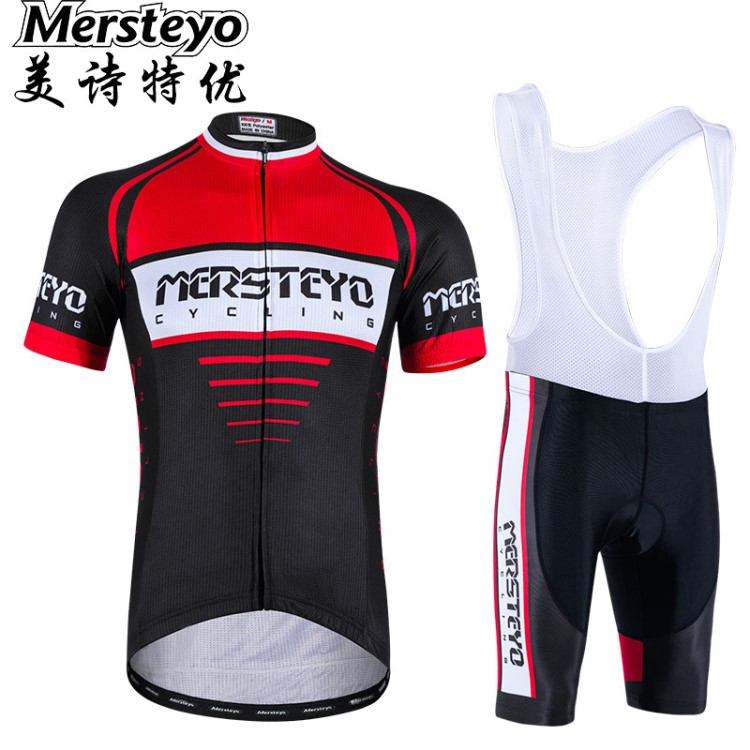 mersteyo/美詩特優(yōu) 騎行服背帶短袖套裝自行車夏季背帶短褲可定制