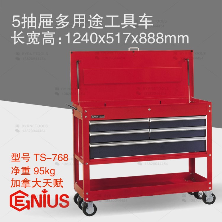 天賦GENIUS工具 5抽屜多用途工具車 汽修機(jī)修工具箱柜TS-768