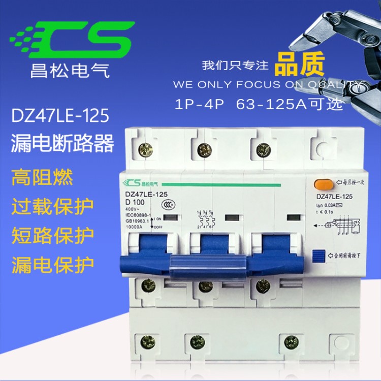 漏電開關(guān)dz47le-125小型斷路器80A12漏電開關(guān)保護器DZ47LE-100