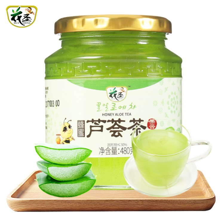 源頭廠家花圣蜂蜜蘆薈茶480g 庫(kù)拉索蘆薈茶醬定制 品牌加工 批發(fā)