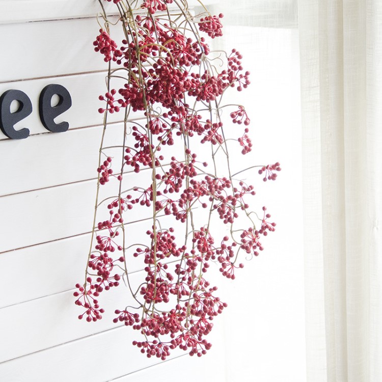 厂家直销义乌仿真花批发单支红豆果藤家居装饰假花婚庆仿真植物