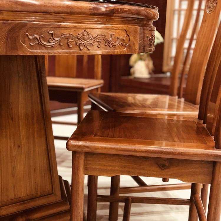 緬甸花梨木餐桌明清古典家具國標大果紫檀工廠實木圓餐桌廠家直銷