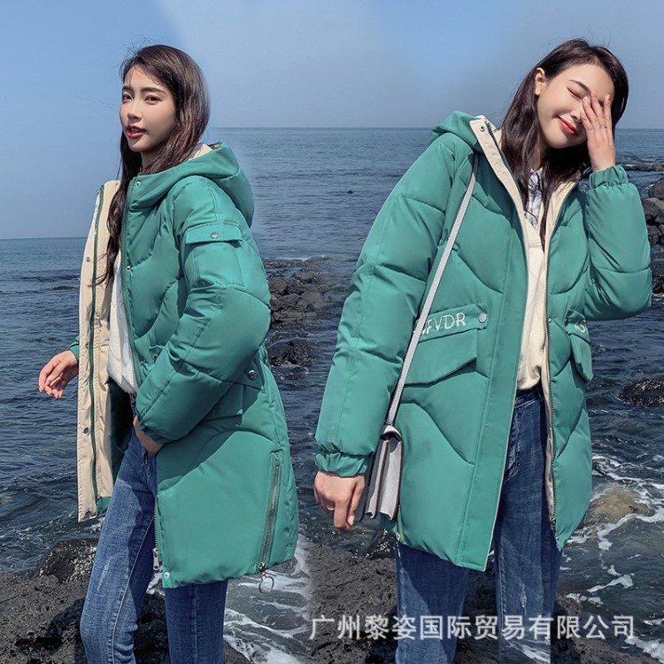 2019韓版秋冬新款棉衣女修身學(xué)生中長款羽絨棉服外套棉襖上衣潮女