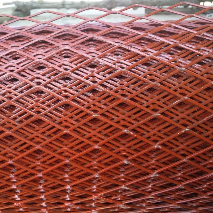 护坡铁网红色防锈漆菱形铁板冲拉网堤坡防裂建筑加固
