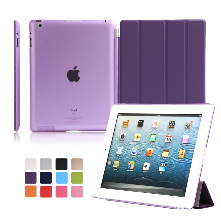 ipad2 四折保護(hù)套 ipad234智能休眠四折ipad平板支架二合一保護(hù)套