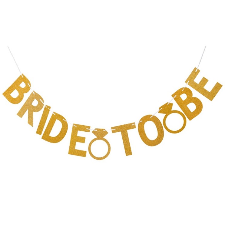 結(jié)婚裝飾拉花紙花球紙流蘇 BRIDE TO BE閃粉字母婚慶拉旗套裝