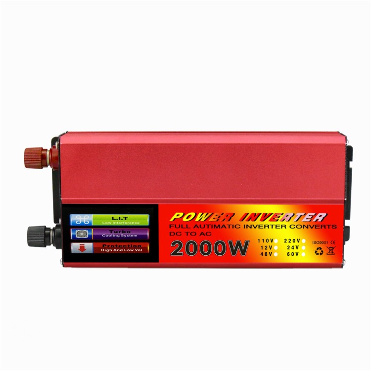 2000W電瓶車載逆變器 12/24V 48V/60V紅色通用光伏逆變電源轉(zhuǎn)換器