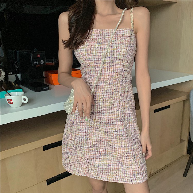 吊帶連衣裙2019時尚新款小香風超仙法式甜美收腰顯瘦氣質短裙女生