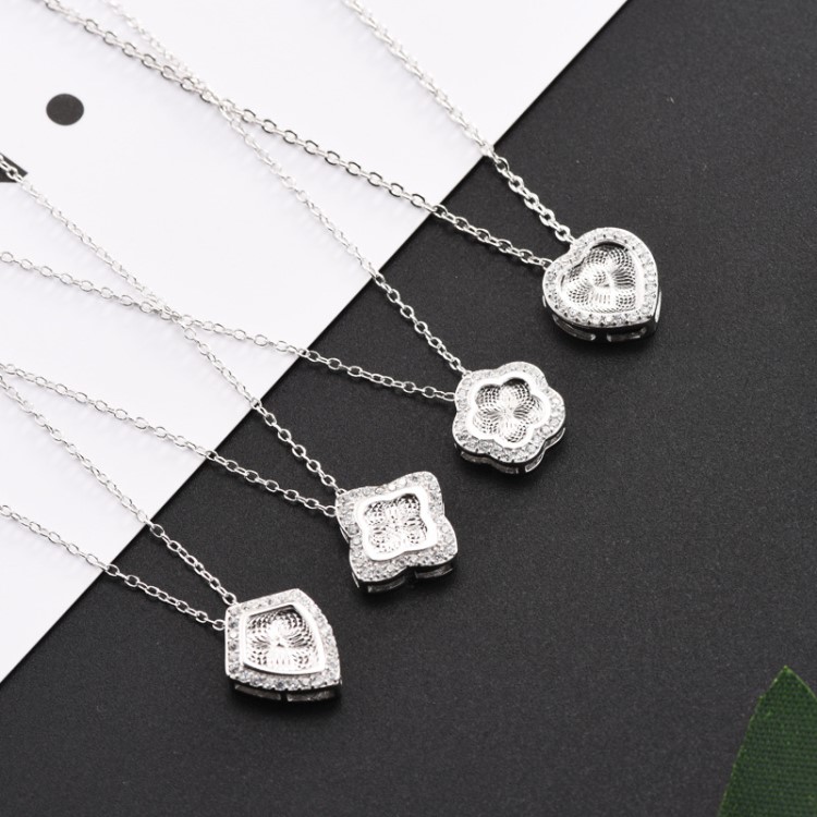 麗銘首飾925銀新品項(xiàng)飾幻影心戀鎖骨鏈女 抖音同款禮物四葉草項(xiàng)鏈