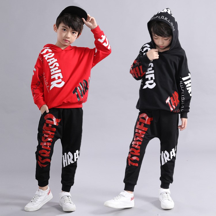 兒童秋裝套裝潮流童裝2019新款男孩寬松嘻哈街舞服男童衛衣兩件套