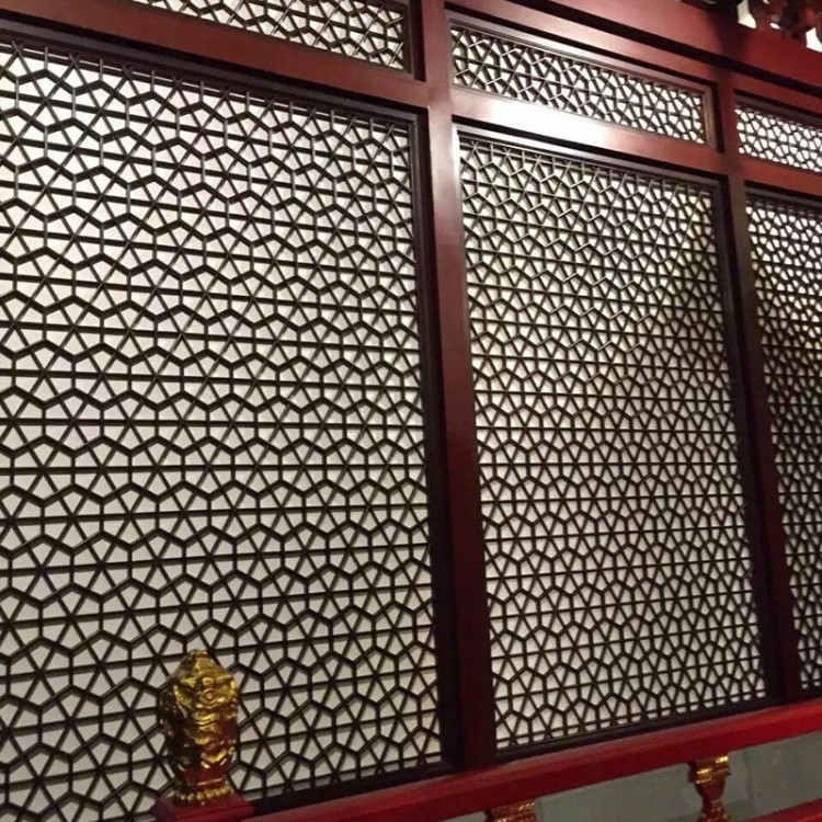 木雕中式仿古裝修屏風吊頂玄關隔斷客廳背景墻實木花格門窗