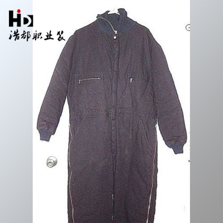 外貿(mào)批發(fā)冷庫(kù)棉衣冬季帶帽加厚加絨連體工作服棉服套裝船員定做