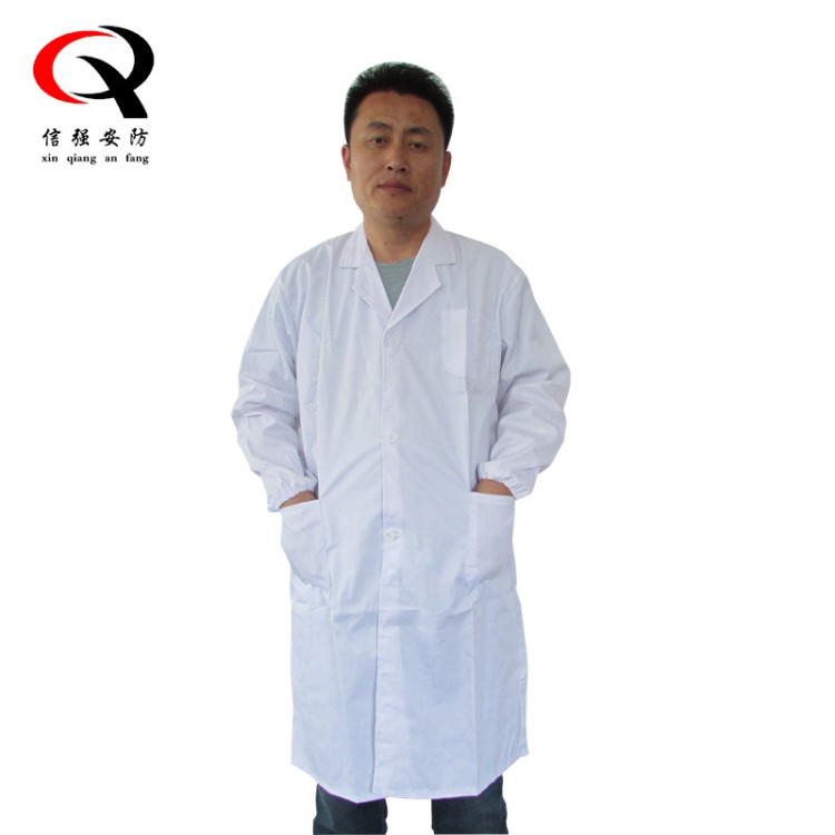 批發白色全工藝滌卡勞保大褂醫用實驗室醫生美容防塵長袖工作服