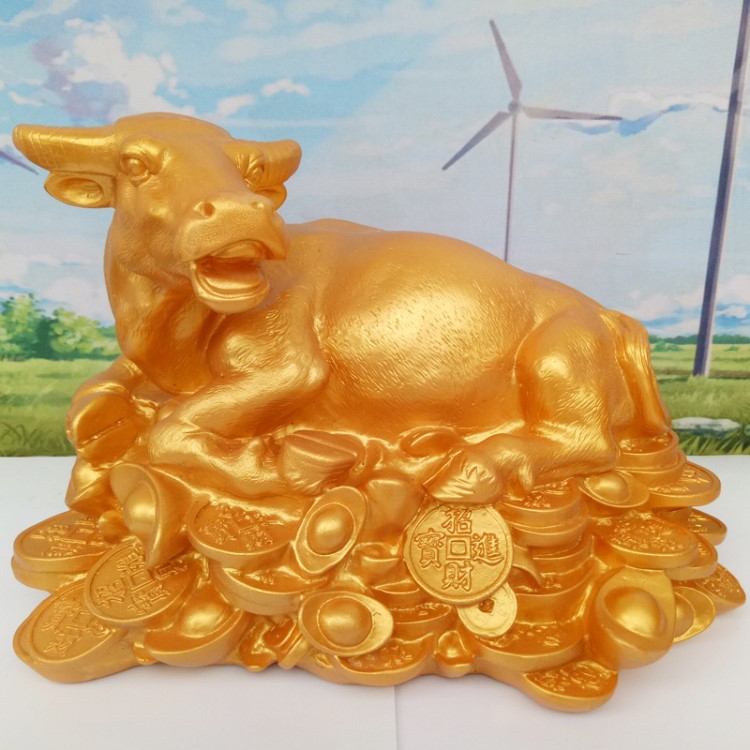 创意贺岁吉祥物金色牛金蟾摆件搪胶存钱罐涂鸦diy储钱罐厂家批发