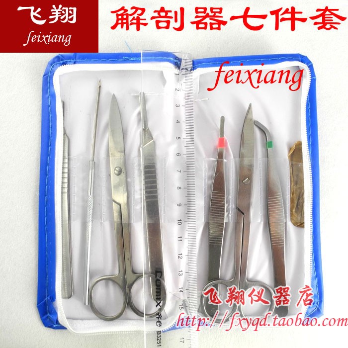 解剖器 七件套 生物標本制作解剖針 不銹鋼解剖工具 解剖剪刀