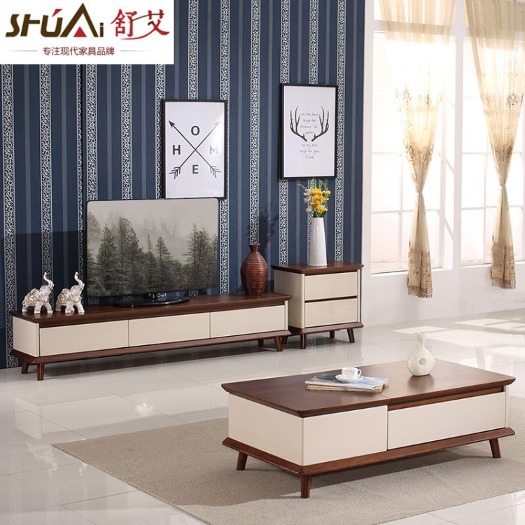 現(xiàn)代簡(jiǎn)約茶幾升降多功能儲(chǔ)物 客廳 北歐實(shí)木小戶型電視柜茶幾組合