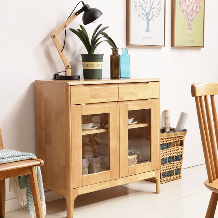 北欧实木餐边柜现代简约餐厅厨房储物柜茶水柜酒柜简易橱柜收纳柜