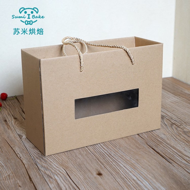 定制 牛皮紙開窗手提 干貨 水果手提盒  蜂蜜禮品盒
