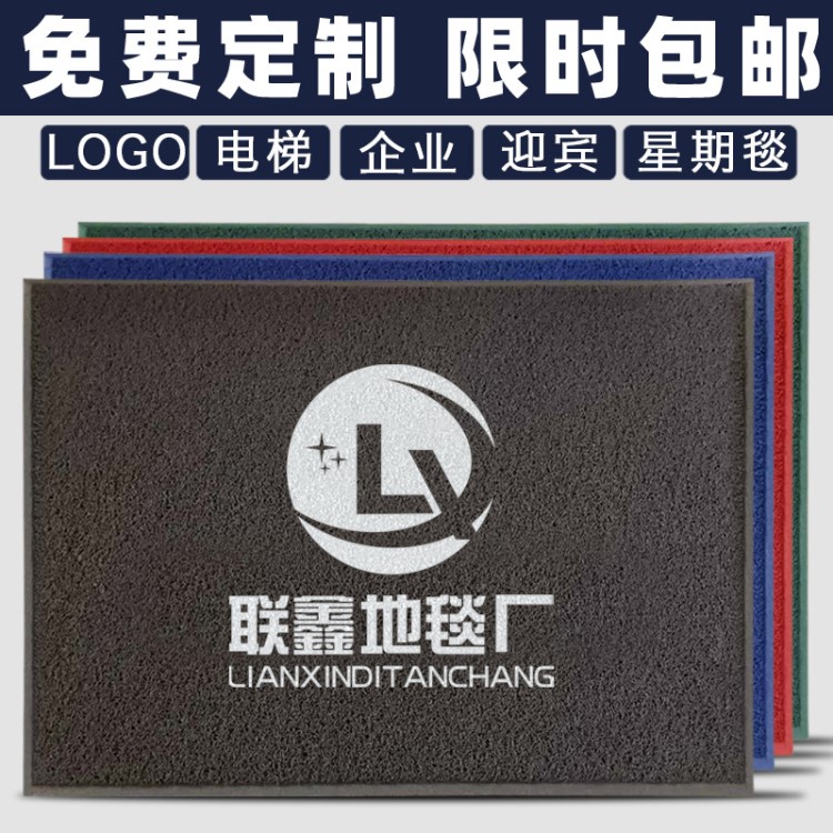 地毯地垫定制logo 广告图案电梯商场酒店进门口脚垫丝圈pvc防滑垫