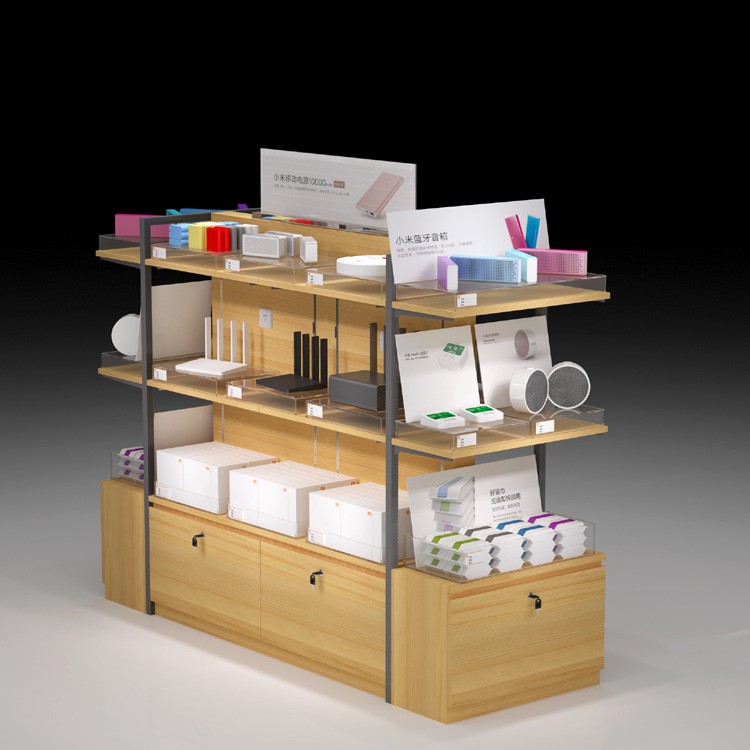 小米中岛柜木质配件柜双面配件柜环岛展柜定做产品展示柜