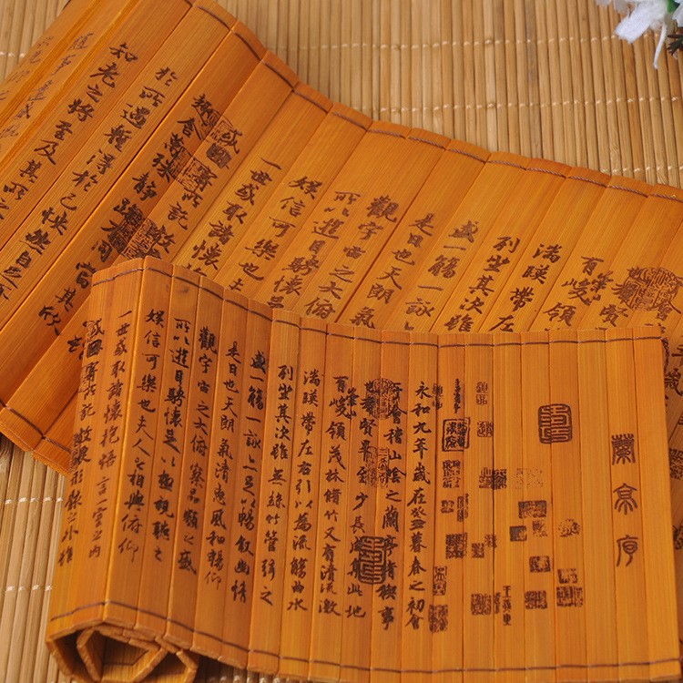 竹簡  蘭亭序 三字經(jīng)等書簡 竹制工藝品  網(wǎng)店拍攝背景 珠寶展示