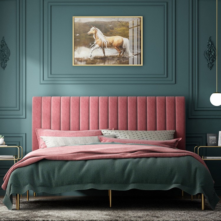 北歐簡(jiǎn)約布藝單雙人床家用臥室鐵藝公主床床頭柜組合樣板房金屬床