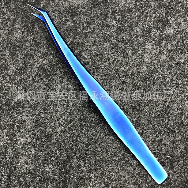 量種植嫁接睫毛鑷子尖頭 不銹鋼藍鈦鑷子海豚金羽夾精密鑷子