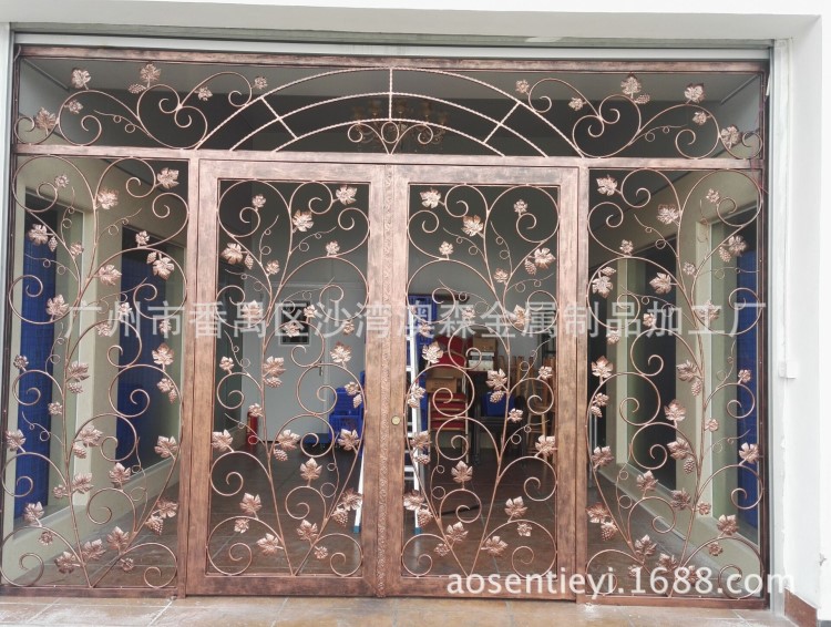 廣東生產豪華歐式別墅庭院鐵藝門 鐵藝大門仿古銅色 小區學校大門