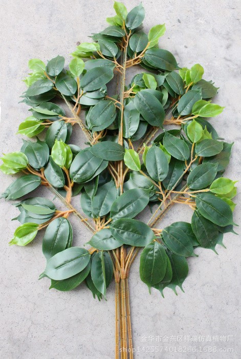 仿真植物人造樹葉平面五叉枝仿真香樟葉綠植盆景盆栽樟樹葉批發(fā)