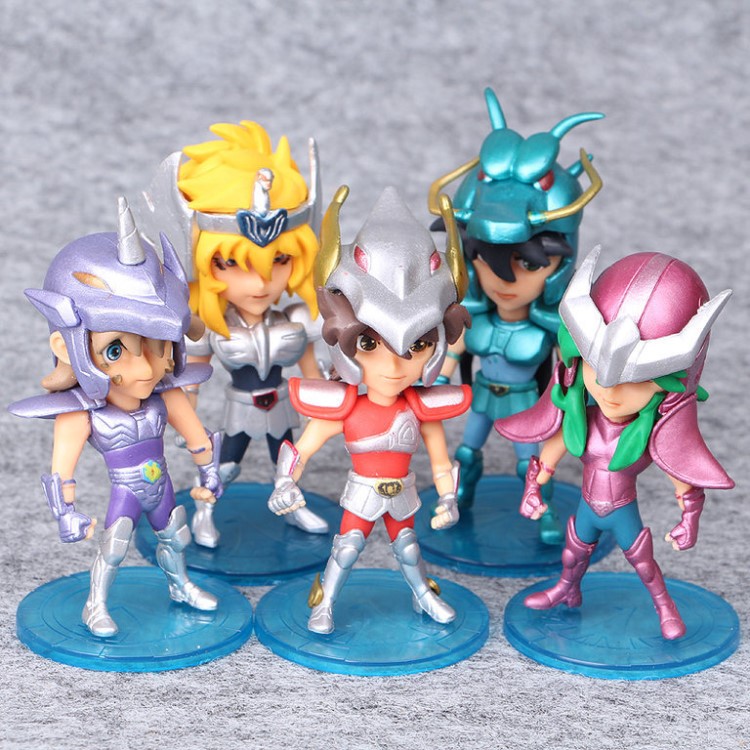 圣斗士星矢5款Q版天馬仙女天蝎獅子白羊座手辦公仔玩偶蛋糕擺件