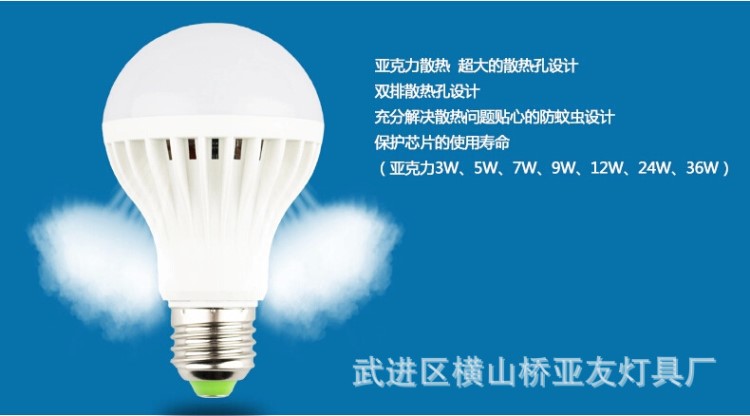 led燈泡球泡燈大功率e27螺口節(jié)能燈5w低壓12V-85V工廠家用工程燈