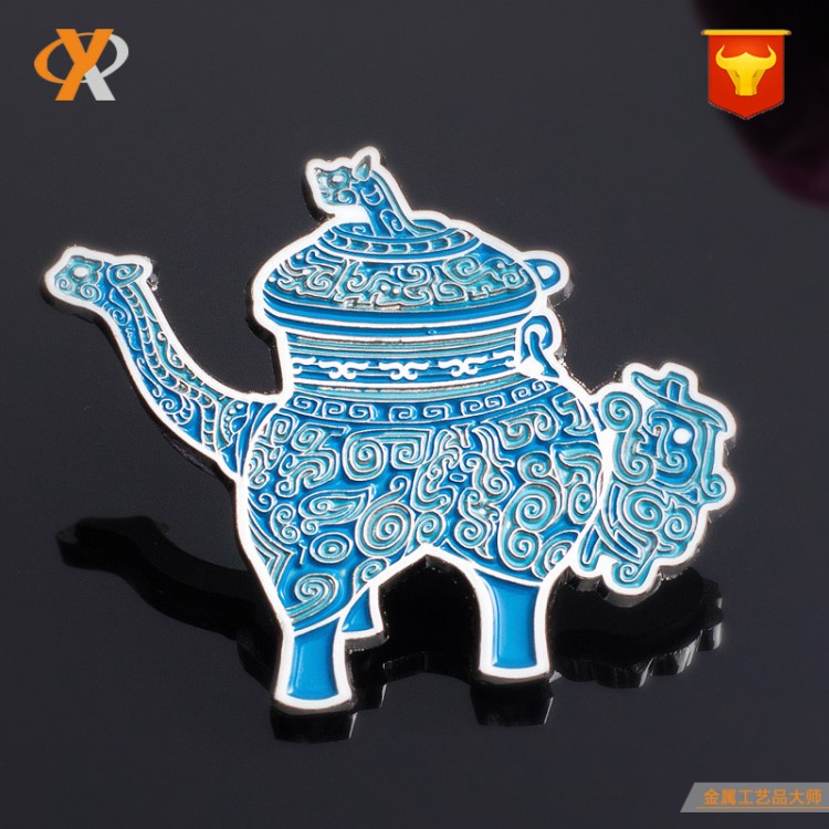 廠家定做鋅合金青銅器造型徽章 茶壺烤漆立體胸章 會銷禮品徽章