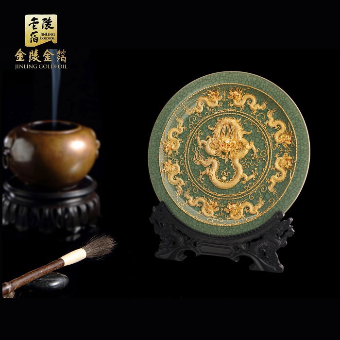 【金陵金箔】家居擺件現(xiàn)代簡(jiǎn)約客廳裝飾品禮品陶瓷貼金工藝品