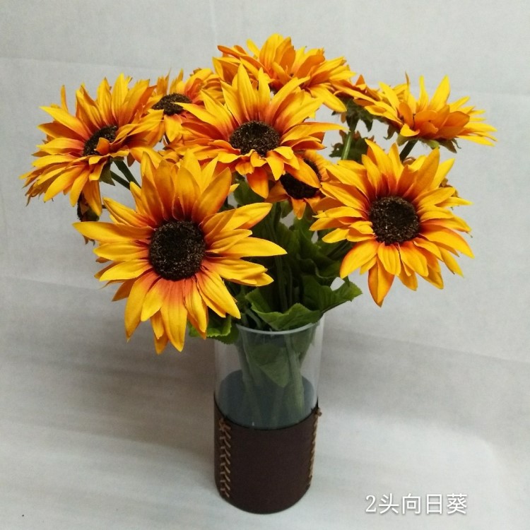 梵高向日葵太陽(yáng)花品質(zhì)家居裝飾品假花歐式客廳花藝絹花仿真花批發(fā)