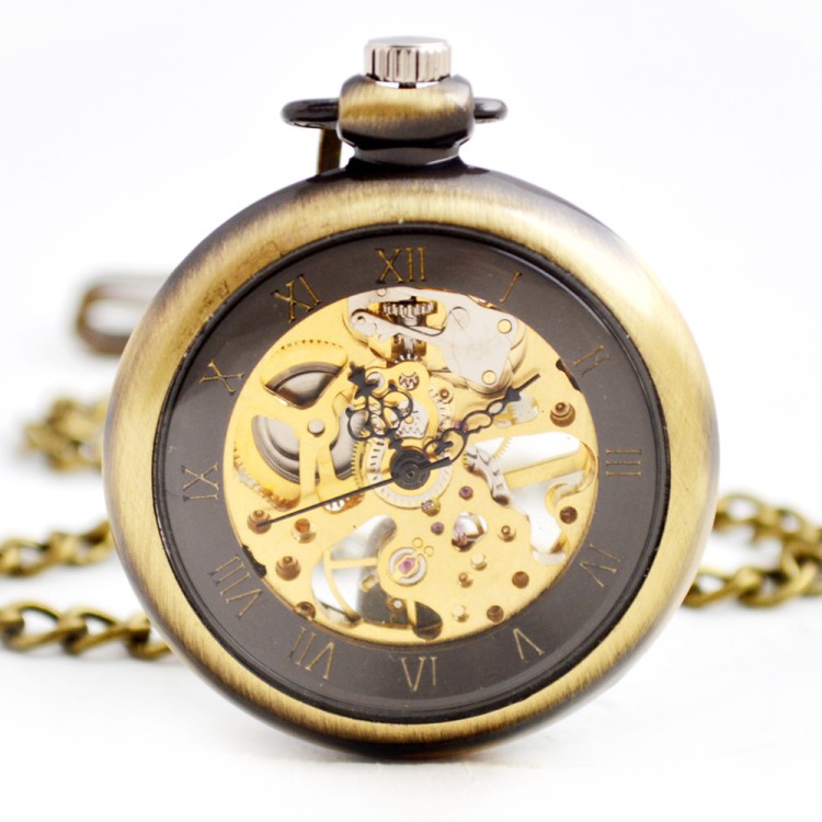 博時雅男女通用懷表配飾休閑無蓋機械掛鏈表秋冬新款機械懷表掛件