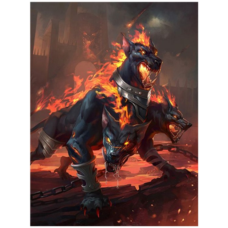 5diy装饰挂画满钻石贴画地狱三头犬家居外贸跨境爆款定制一件代发