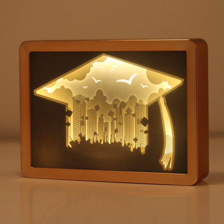 夏季活动立体剪影灯毕业纪念礼品定制3diy立体创意光影相框纸雕灯