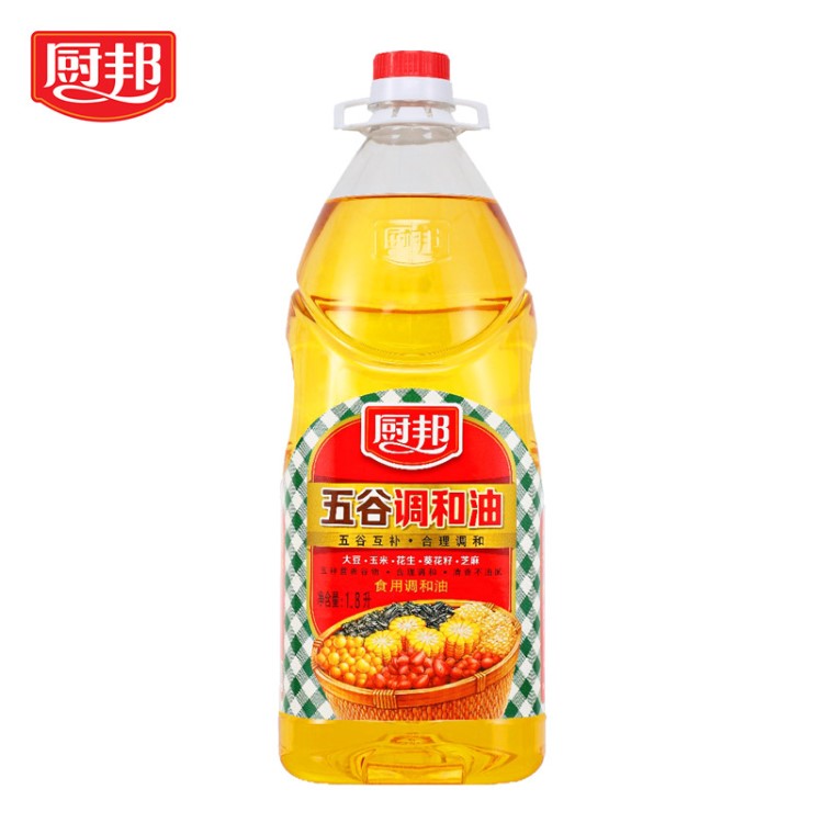 【食用油】厨邦五谷调和油1.8l*1罐大豆油玉米油葵花籽油