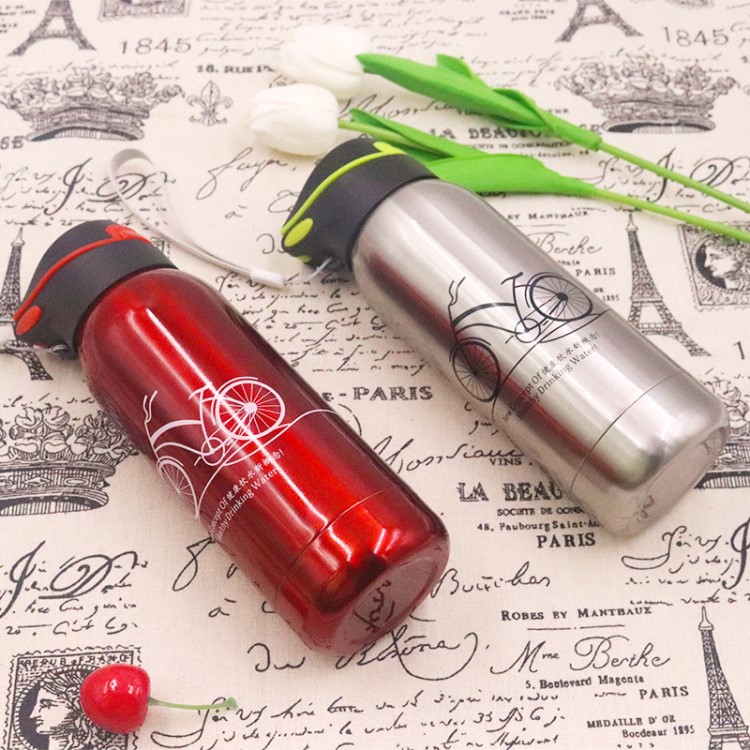 廠家直銷 戶外運動500ml保溫瓶 不銹鋼便攜兒童彈跳蓋吸管杯現貨