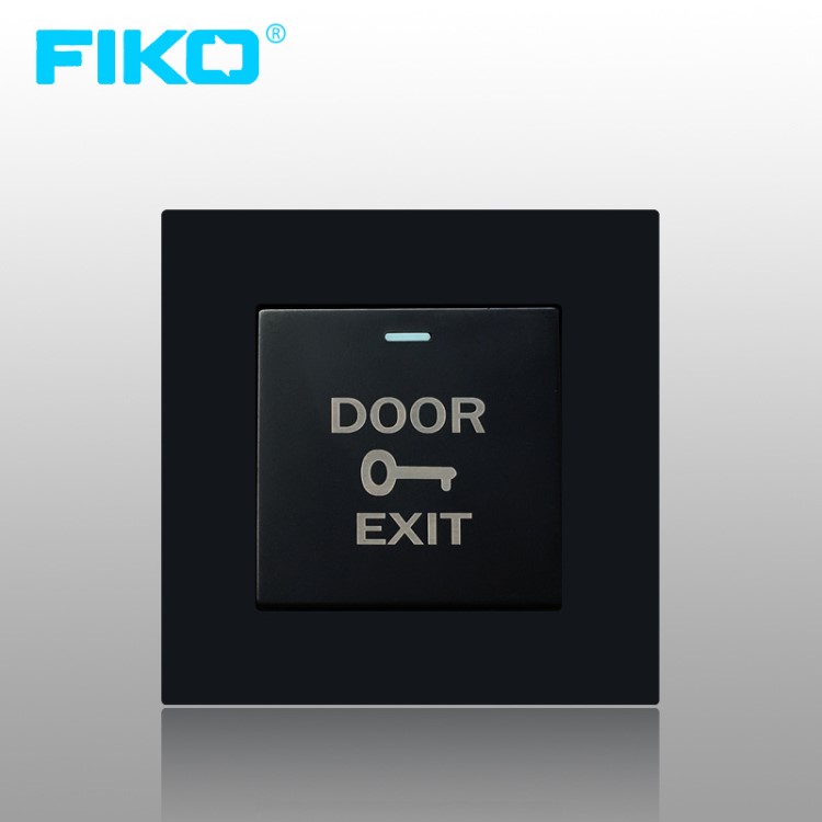 FIKO斐科黑色86型門禁開關出門按鈕電子門控常開開關門鎖彈簧按鍵