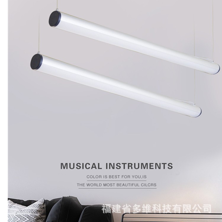 北歐簡約工業(yè)風LED吊線燈圓柱圓管形創(chuàng)意時尚吊燈辦公室照明燈具