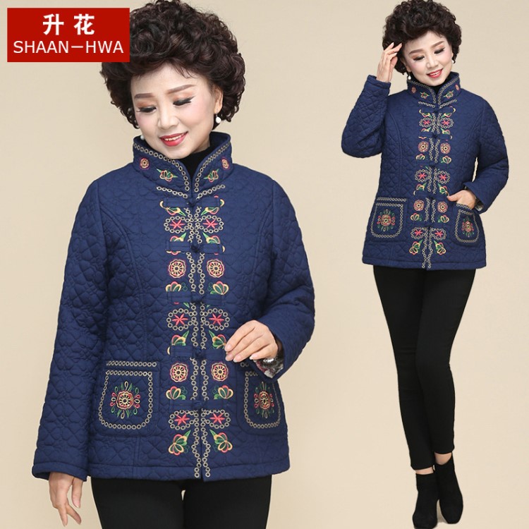 中老年人棉服女2018冬季新款唐裝小棉襖媽媽中國風短款加厚棉衣