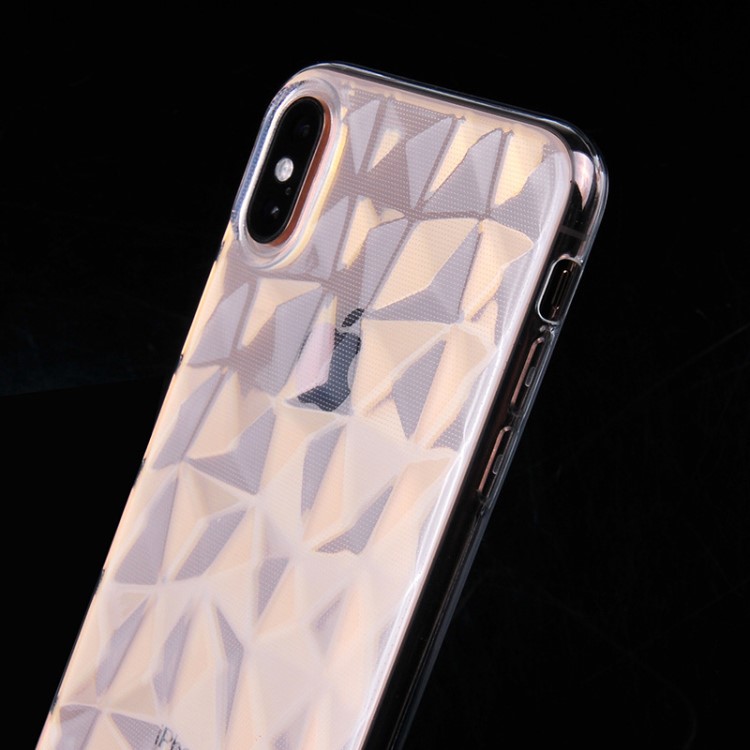 适用iPhoneXS钻石纹超薄TPU软壳保护套苹果8透明3D菱形防滑手机壳