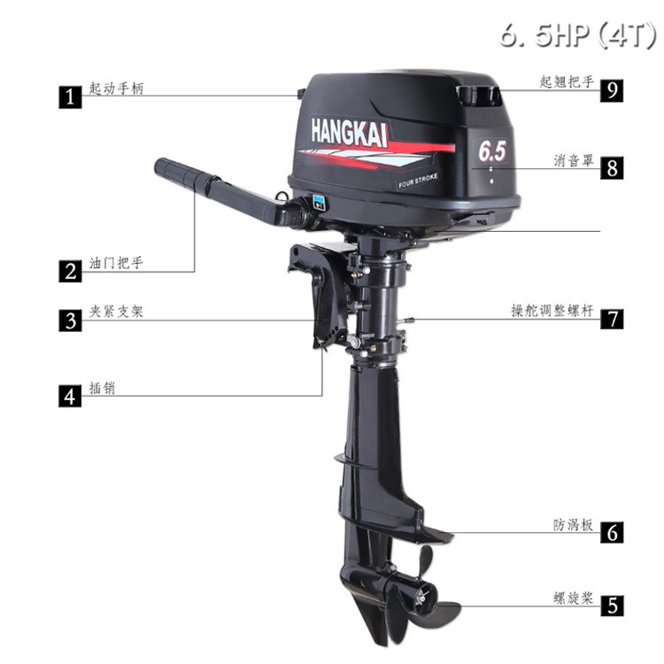 船外機(jī) 舷外機(jī) 四沖程 6.5馬力汽油船掛機(jī)   橡皮船皮劃艇 航凱