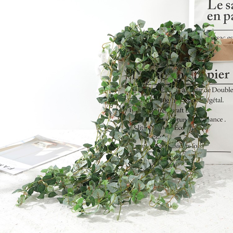蘭韻新款植物竹心葉白網葉小掛壁仿真植物墻塑料吊花綠植仿真花
