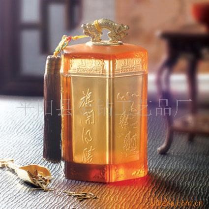 供應(yīng)琉璃六六大順茶葉罐 琉璃工藝品 商務(wù)禮品 琉璃茶具 茶文化