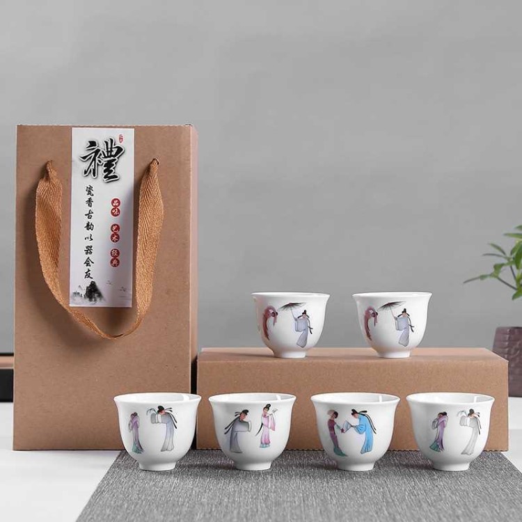 德化白瓷茶具小禮品批發(fā)定制LOGO功夫茶具中秋禮品禮盒旅行小套裝
