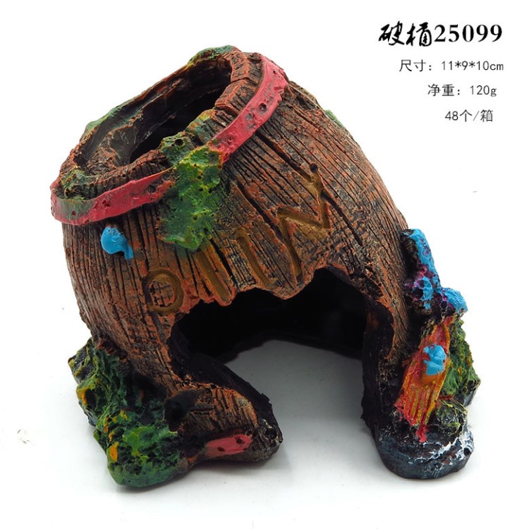 工藝品廠家批發(fā)器材配件 玻璃魚缸裝飾造景 樹脂工藝品 仿古酒桶