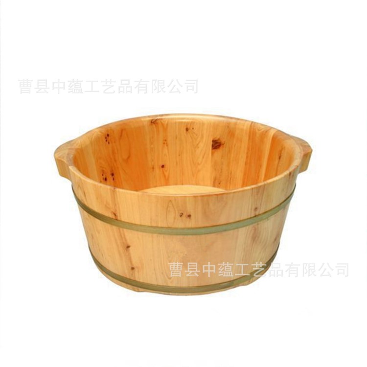 中蘊工藝香柏木木質足浴木桶單邊 實木泡腳盆洗腳盆熏蒸足療保健