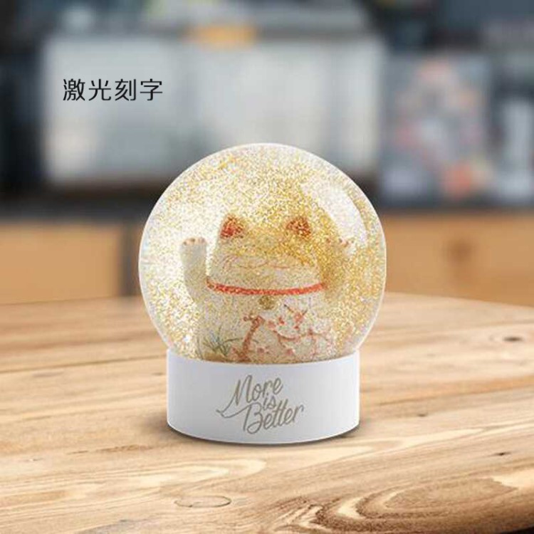 香港九豬招財貓擺件水晶球萌寵家居擺件店鋪納福創意禮品刻字logo